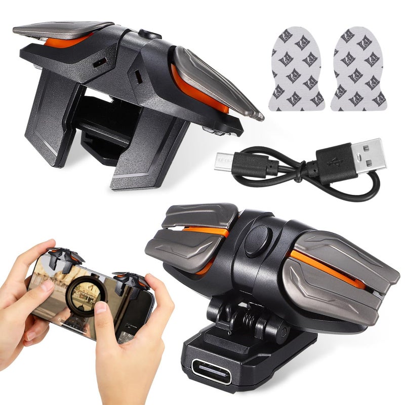 UKCOCO Mobile Gaming Triggers - Cell Phone Game Controller with Aim FireTriggers with 2 Pcs Gloves - Mobile Triggers for Games and ShooterGame(1 Pair) - Image 1